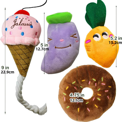 12 Piece Set of Plush Animal Dog Toys, Dog Squeaking Toys, Cute Pet Plush Toys, Filled Puppy Chewy Toys Suitable for Small and M