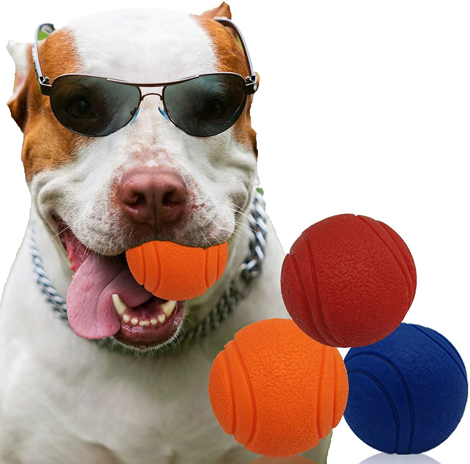 HIGH BOUNCING Indestructible Tough Solid Core Rubber Dog Ball Interactive Toys