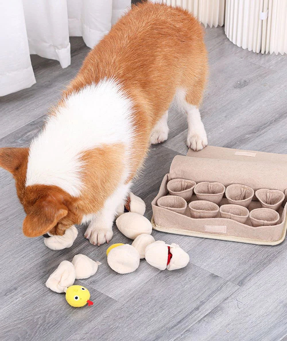 ATUBAN Snuffle Mat for Dogs Slow Feeding Mat Durable Dog Interactive Mat with Squeaky Puzzle Toys Plush Eggs Toys for Nose