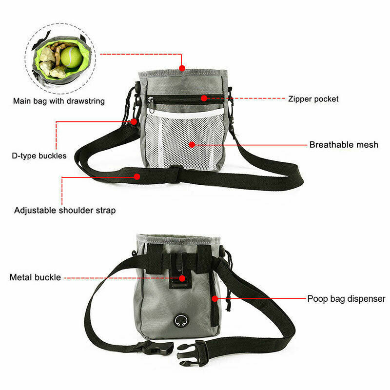 New Dog Training Treat Pouch Bag Pet Waist Bum Bags Belt Snack Treats Walking UK